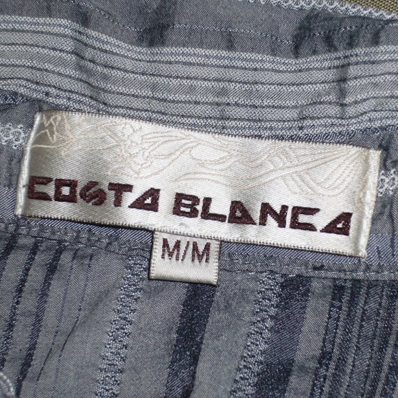 Vintage Y2K Costa Blanca Half Sleeve Striped Cotton Dress Shirt - Picture 8 of 10